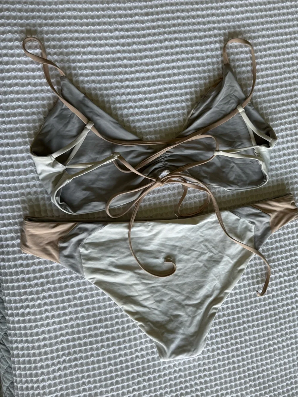L*Space white grey and tan bikini